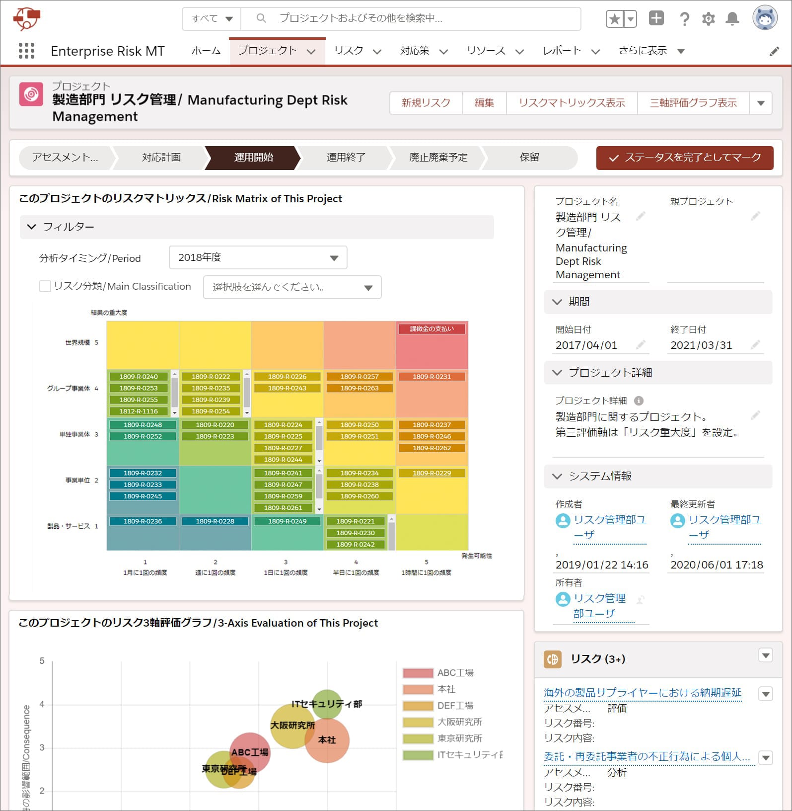 全社的リスク管理クラウドアプリケーション